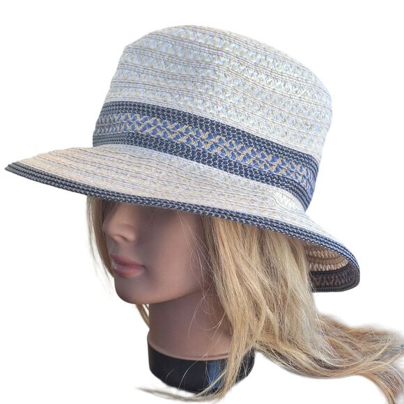 ERIC JAVITS Big Deal Squishee Woven Fedora Hat Sun UV UPF 50+ One Size Eric Javits Packable Straw Fedora Sun Beach Hat Squishee 50+  main image 3